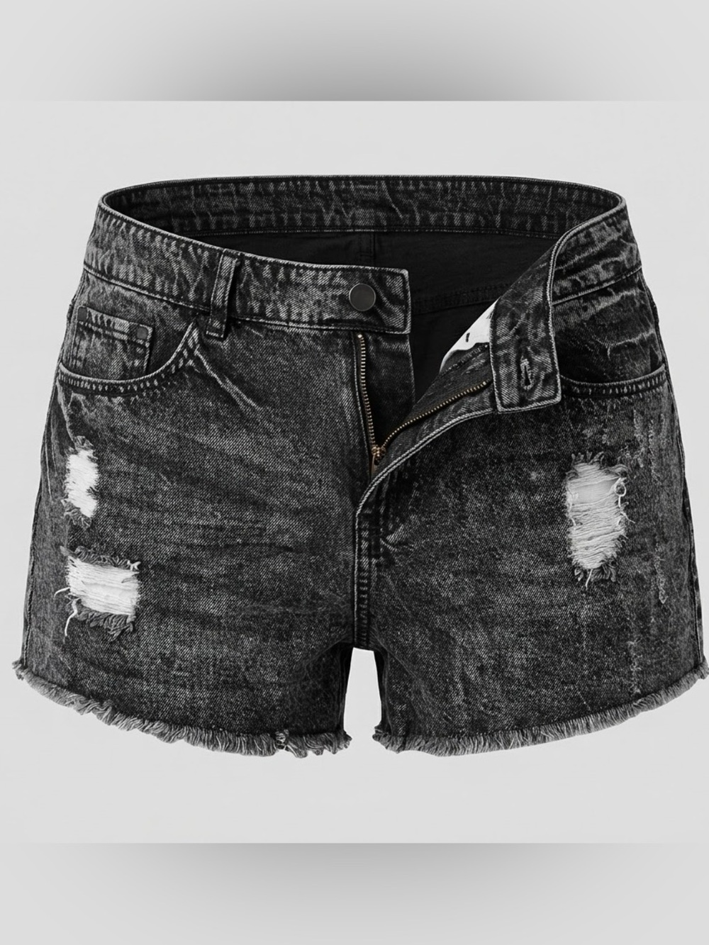 Forever 21 Black Washed Distressed Denim Shorts